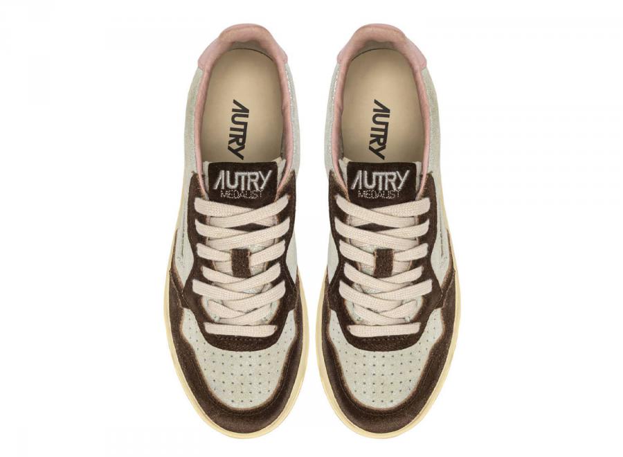 Autry Medalist Low YB02 Laminated Suede Silver / Mustang Sugar - Autry