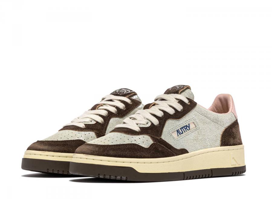 Autry Medalist Low YB02 Laminated Suede Silver / Mustang Sugar - Autry