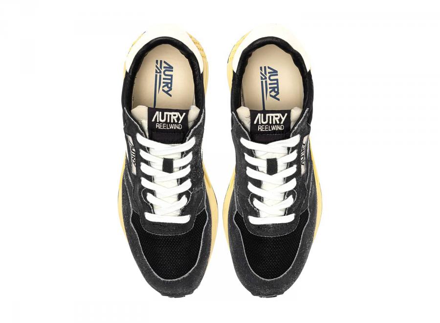 Autry Reelwind Low GQ07 Suede / Nylon / Net / Leather Black Sugar / Marshmallow - Autry