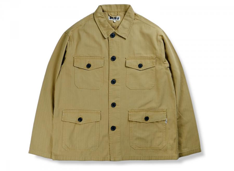 Bleu Utility Jacket Herringbone Beige - Bleu