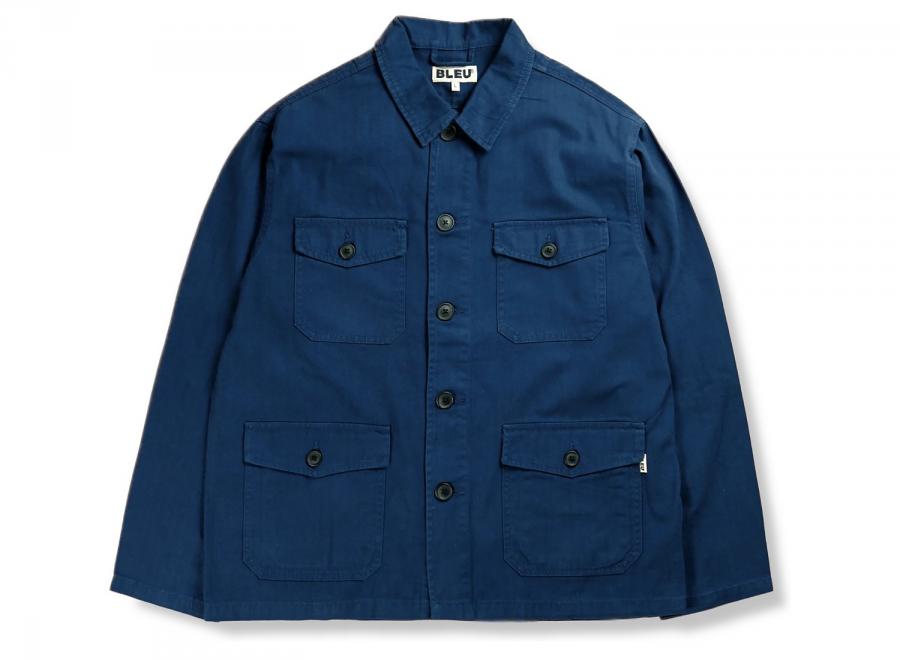 Bleu Utility Jacket Herringbone Indigo - Bleu