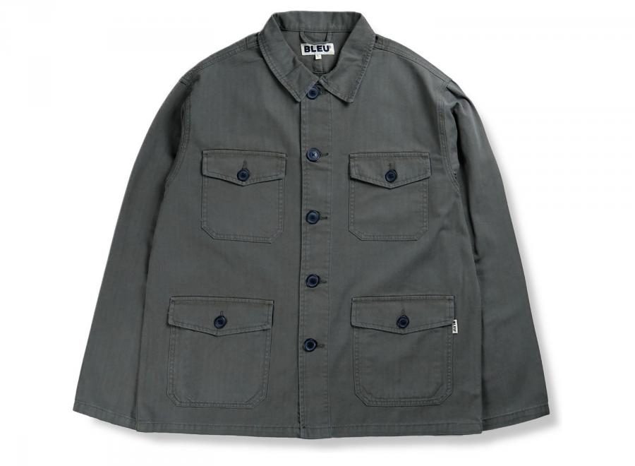 Bleu Utility Jacket Herringbone Khaki - Bleu