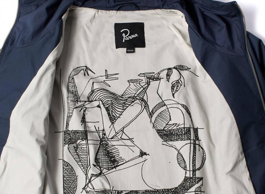 By Parra Circular Rain Logo Cotton Shell Jacket Navy Blue 56175 - By Parra