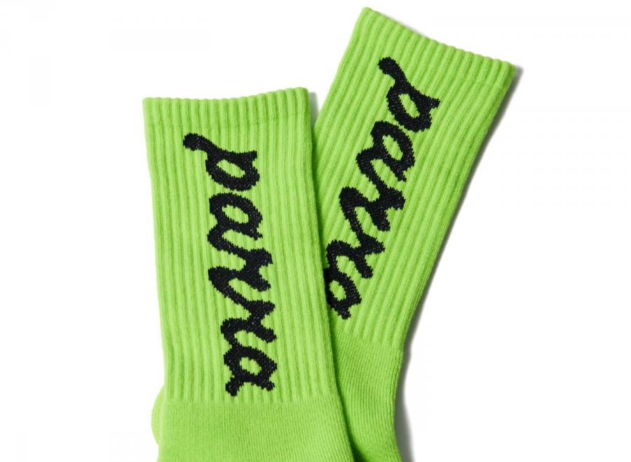 By Parra Lowercase Scriptlogo Crew Socks Acide Green 56181 - By Parra