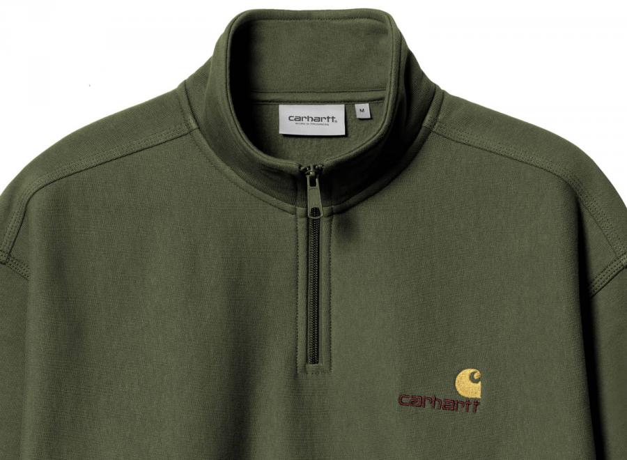 Carhartt Half Zip American Script Sweatshirt Tarragon I027014 - Carhartt Wip