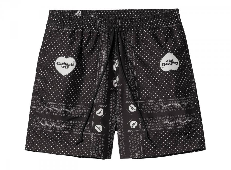 Carhartt Slater Swim Trunks Heart Bandana Aop Black I031536 - Carhartt Wip