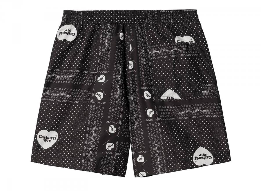 Carhartt Slater Swim Trunks Heart Bandana Aop Black I031536 - Carhartt Wip
