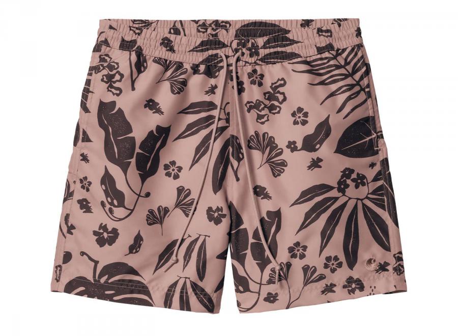 Carhartt Slater Swim Trunks Woodblock Aop Glassy Pink I031536 - Carhartt Wip
