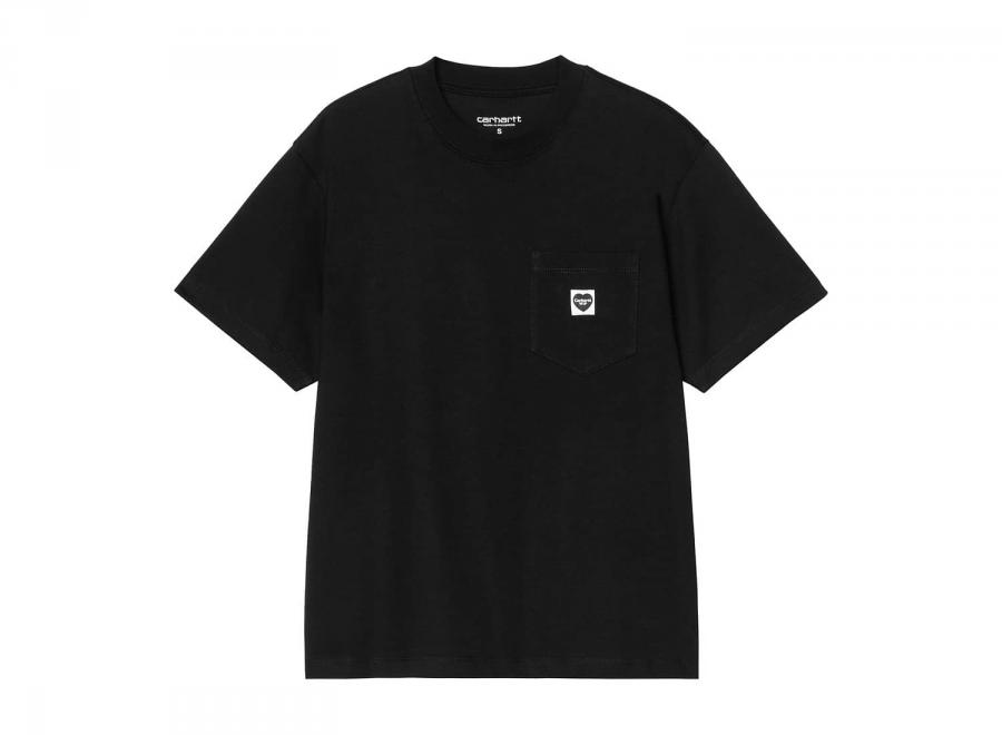 Carhartt WIP Femme Pocket Small Heart Tshirt Black / Black I037166.00E.XX.03 - Carhartt Wip