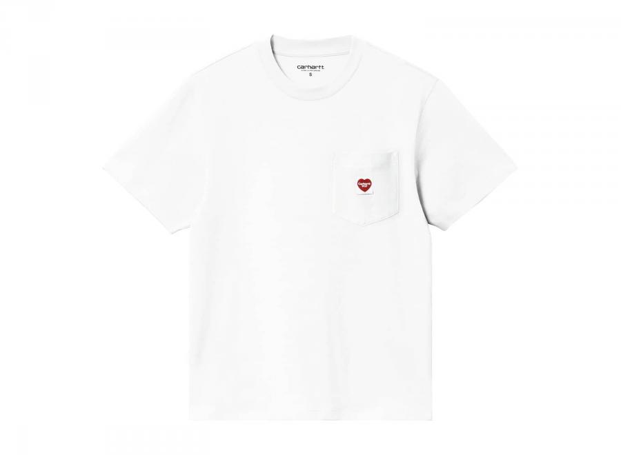 Carhartt WIP Femme Pocket Small Heart Tshirt White / Red I037166.1WZ.XX.03 - Carhartt Wip