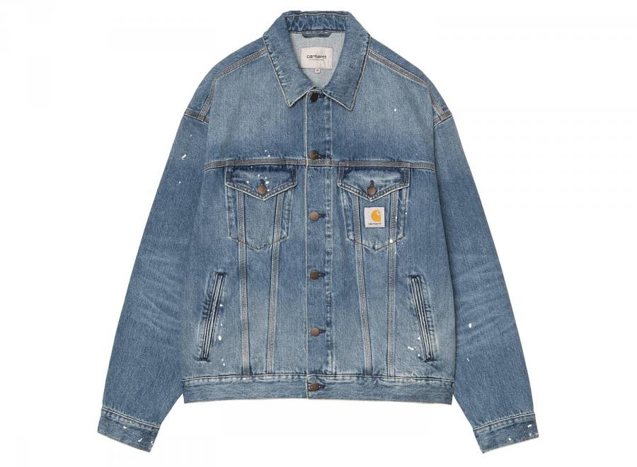 Carhartt WIP Helston Jacket Blue Destroy Wash splatter I033352.01.EJ.03 - Carhartt Wip
