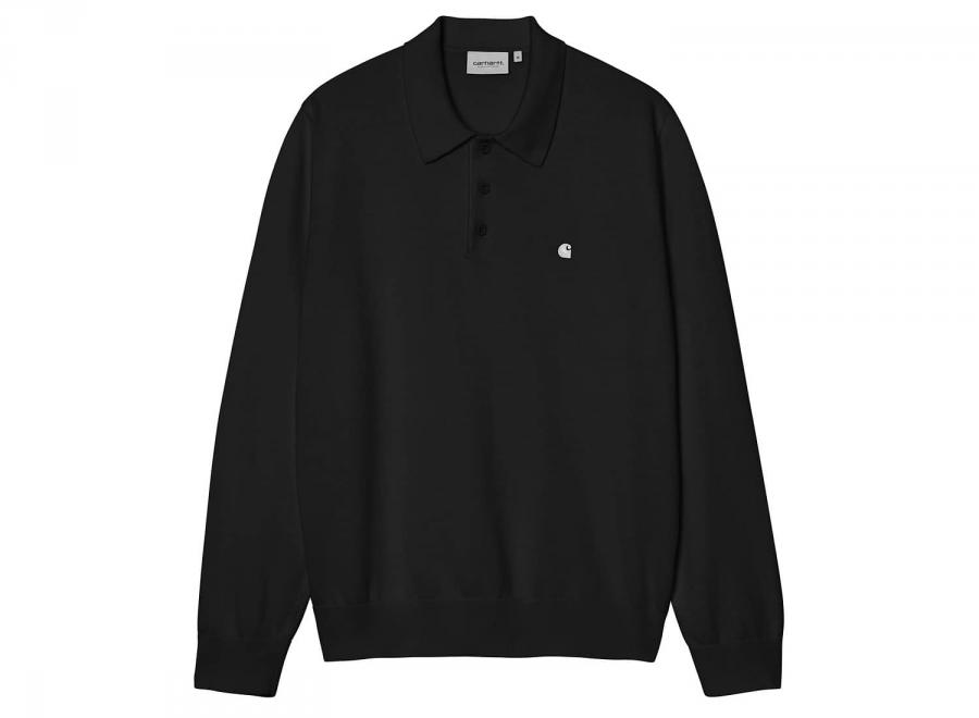 Carhartt WIP LS Madison Polo Cotton Knit Black / White I036162 - Carhartt Wip