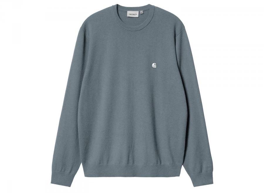 Carhartt WIP Madison Sweater Cotton Knit Velvet Blue / White I030033 - Carhartt Wip