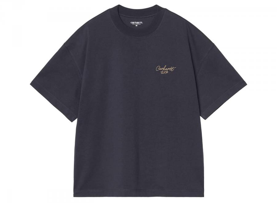 Carhartt WIP Signature Script Tshirt Dark Navy / WIP Dusty Hamilton Brown I033828.3Z6.XX.03 - Carhartt Wip