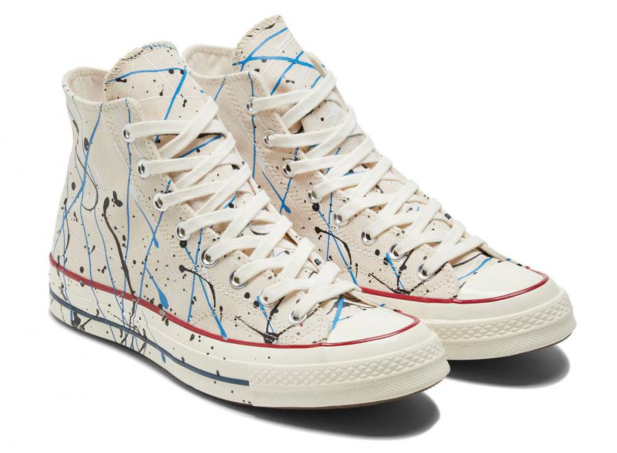 Converse Chuck 70 Hi Paint Splatter Egret / Digital Blue 170802C - Converse