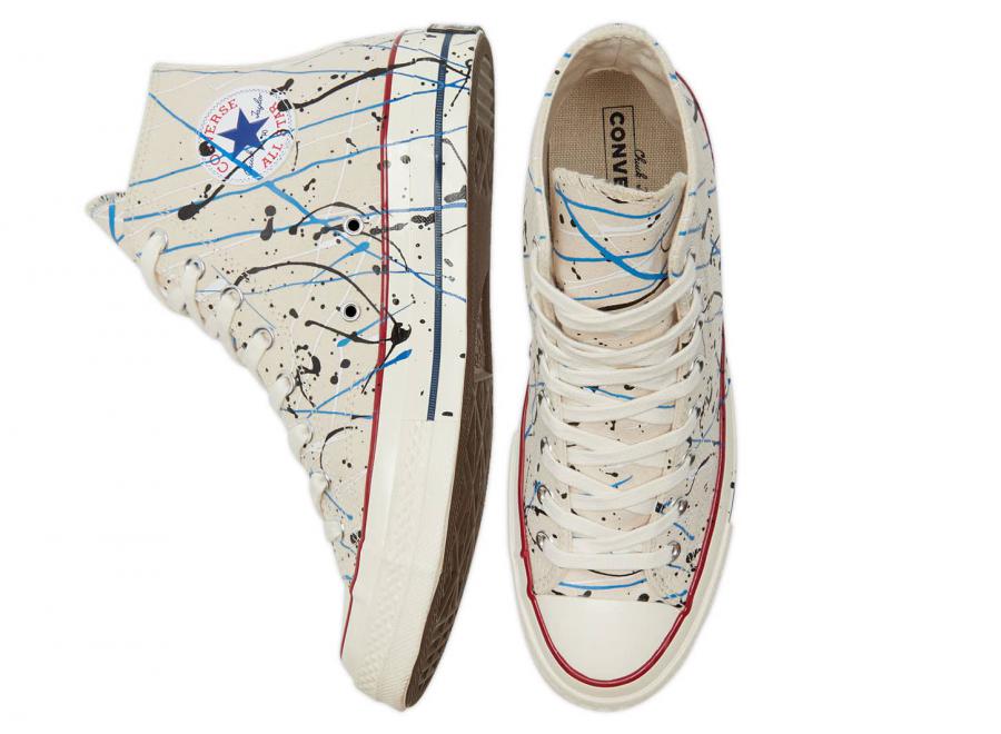 Converse Chuck 70 Hi Paint Splatter Egret / Digital Blue 170802C - Converse