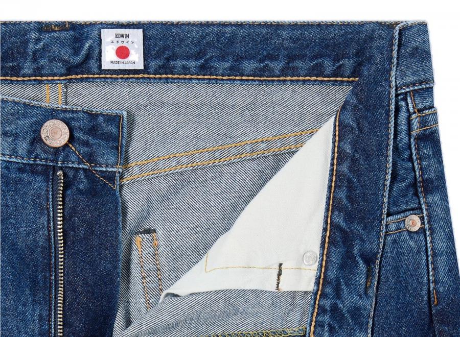 Edwin Loose Jeans Kaihara Pure Indigo Blue Mid Used I035096 - Edwin