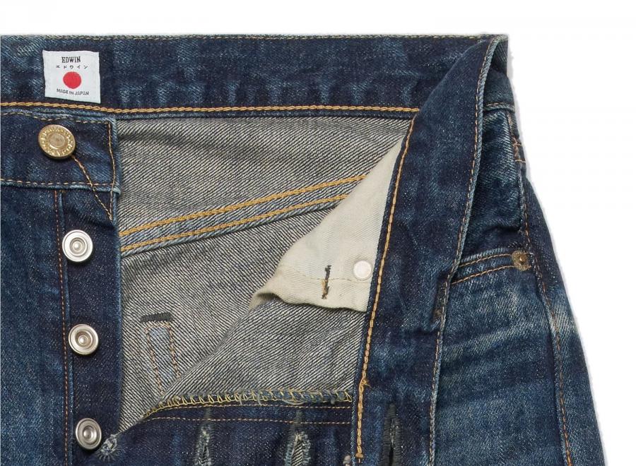 Edwin Regular Tapered Jeans Kaihara Dark Pure Indigo Blue Dark Used I030674 - Edwin