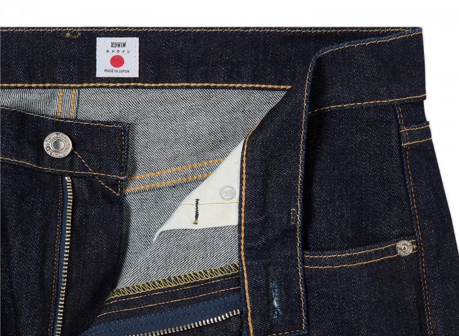 Edwin Regular Tapered Jeans Kaihara Pure Indigo Stretch Denim Blue Rinsed I032057 - Edwin