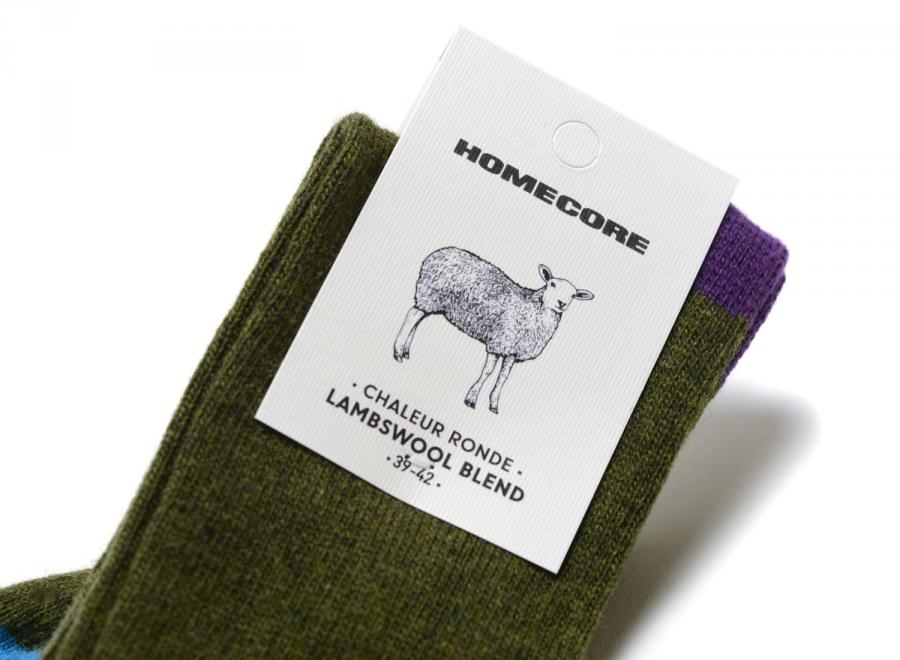 Homecore Lambswool Socks Harlequin Khaki-Multi 1-206-704 - Homecore