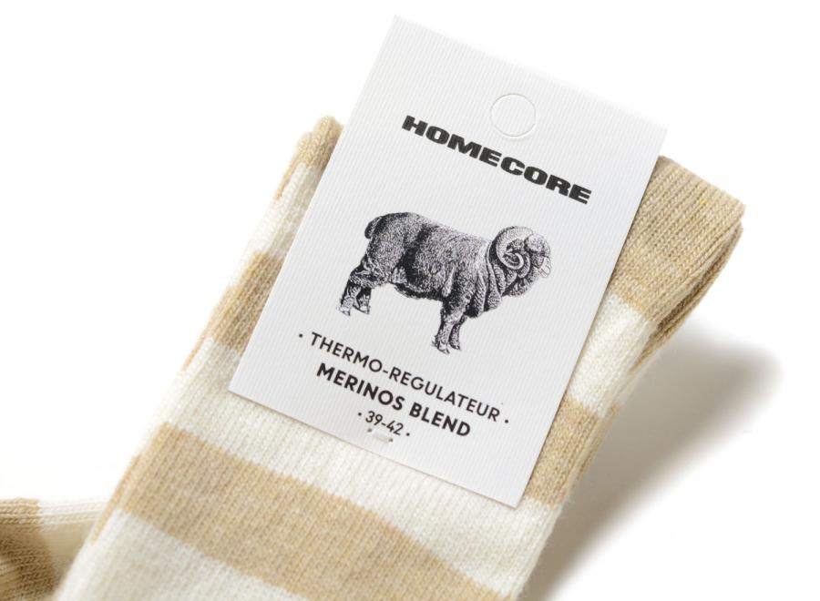 Homecore Merino Socks Stripes Beige-Cream 1-206-716 - Homecore