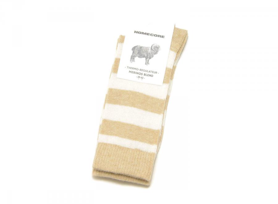 Homecore Merino Socks Stripes Beige-Cream 1-206-716 - Homecore