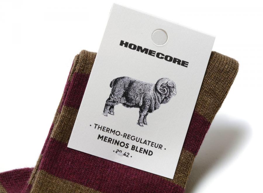 Homecore Merino Socks Stripes Cocoa-Red 1-206-716 - Homecore