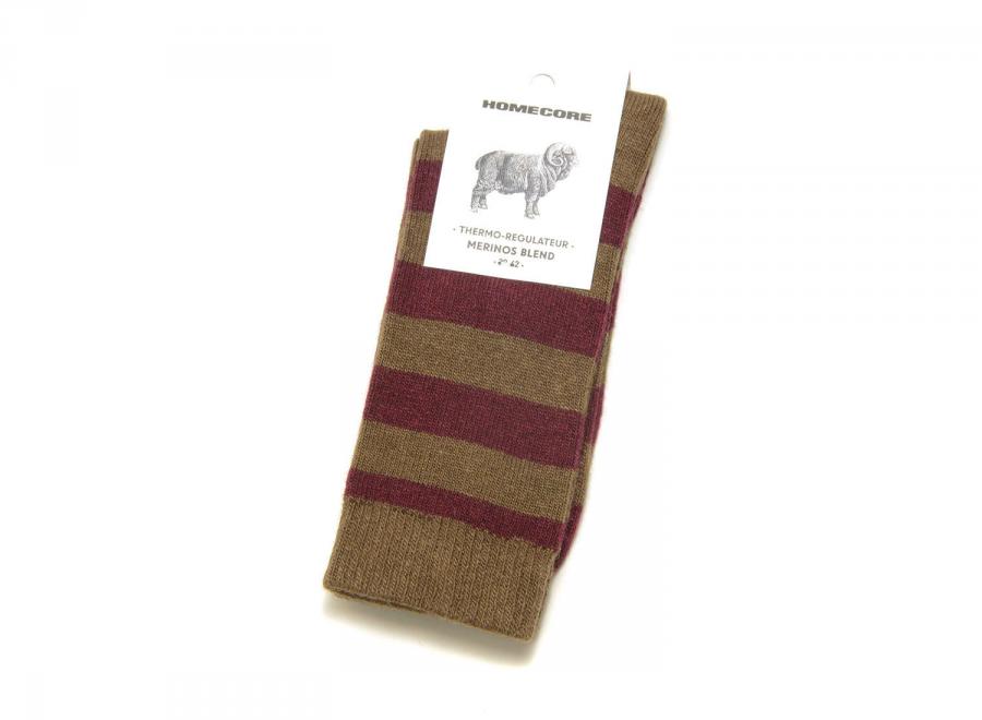 Homecore Merino Socks Stripes Cocoa-Red 1-206-716 - Homecore
