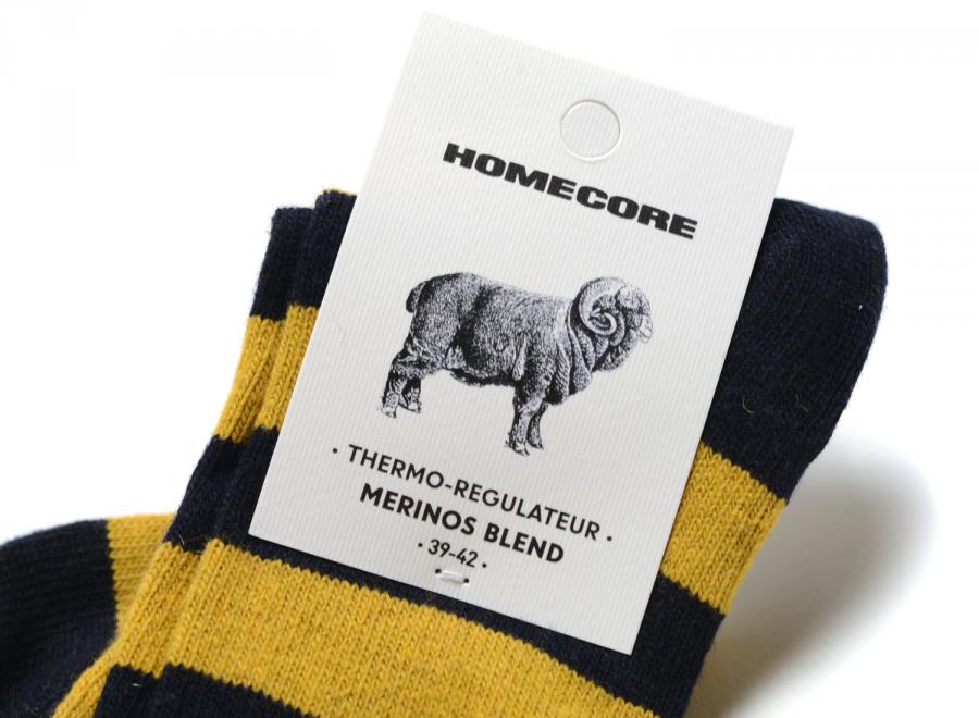 Homecore Merino Socks Stripes Navy-Honey 1-206-716 - Homecore