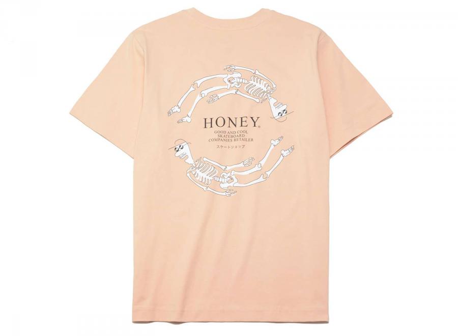 Honey Skateshop Skeleton Tshirt Peach - Honey Skateshop