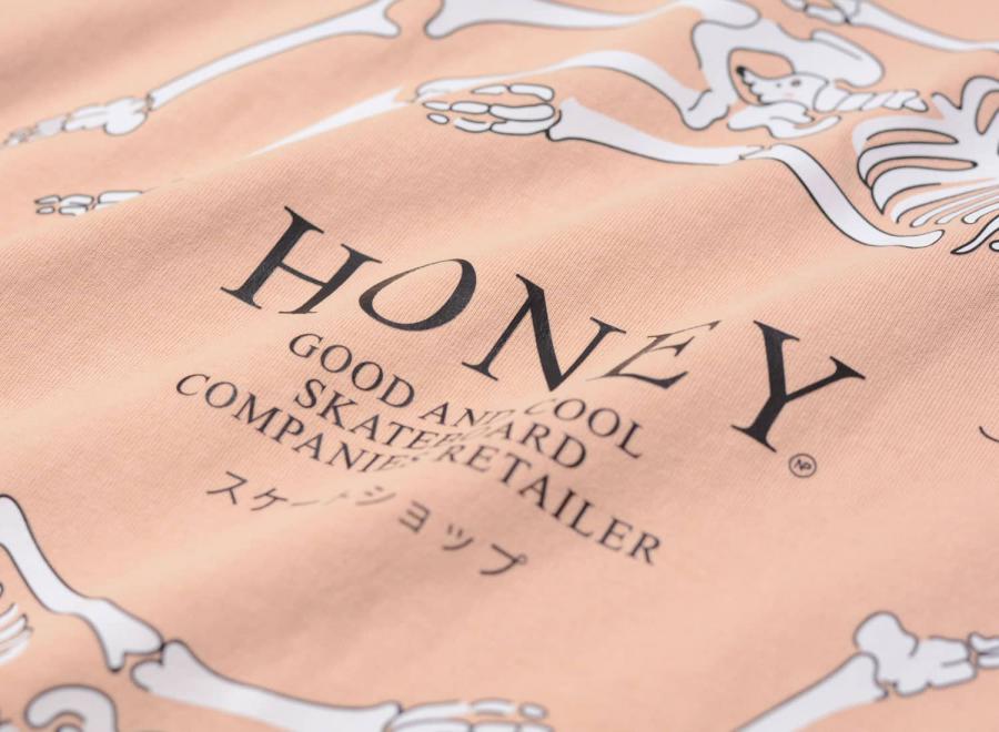 Honey Skateshop Skeleton Tshirt Peach - Honey Skateshop