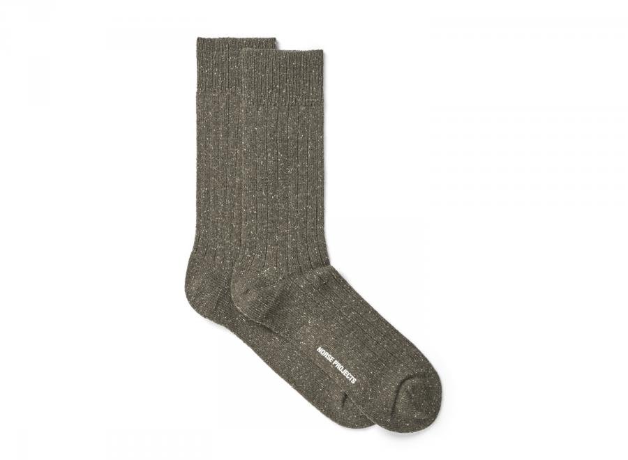 Norse Projects Bykle Neps Rib Sock Olive Night N82-0778-8113 - Norse Projects