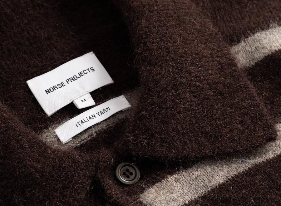 Norse Projects Gudme Baby Stripe Polo Delicioso Brown N45-0687-2090 - Norse Projects