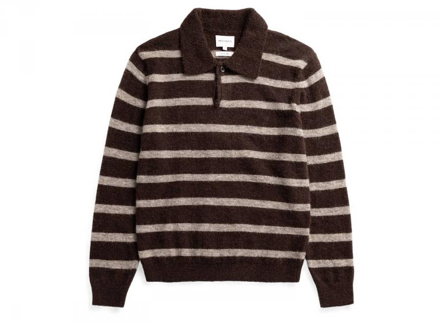 Norse Projects Gudme Baby Stripe Polo Delicioso Brown N45-0687-2090 - Norse Projects