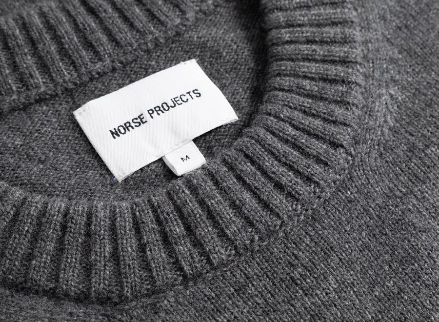 Norse Projects Stensmark Merino Lambswool Sweater Grey Melange N45-0700-1500 - Norse Projects