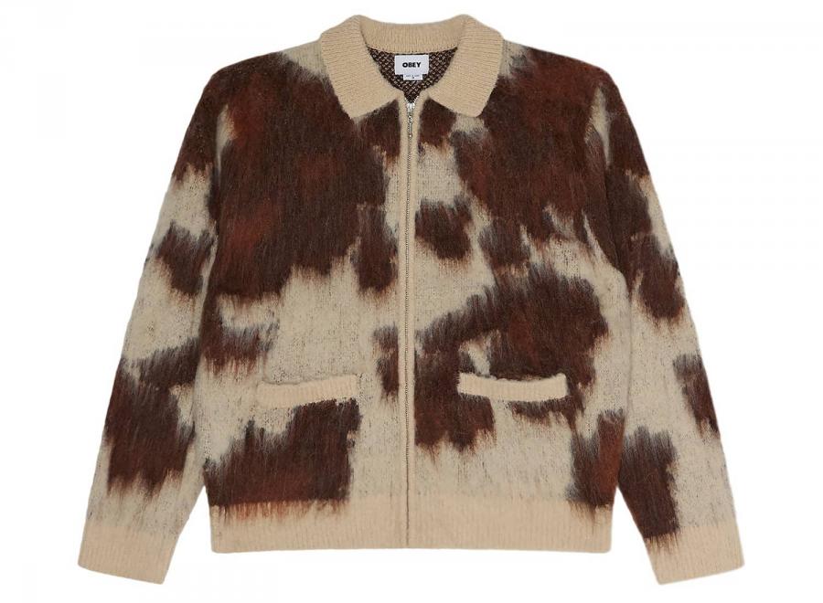 Obey Cow Pattern Zip Sweater Cow Multi 151010050COW - Obey
