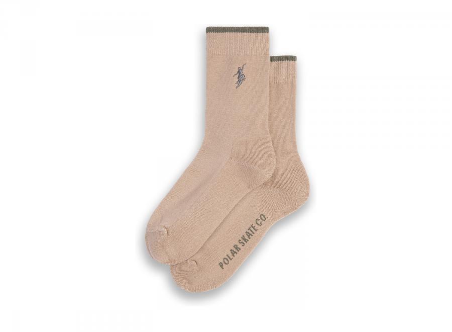 Polar Skate Co Business Socks No Complies Forever Beige / Olive - Polar Skate Co