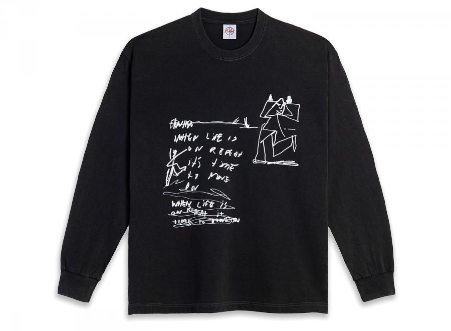 Polar Skate Co Ls Tee On Repeat Silver Black - Polar Skate Co