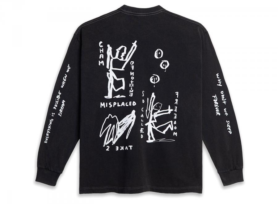 Polar Skate Co Ls Tee On Repeat Silver Black - Polar Skate Co