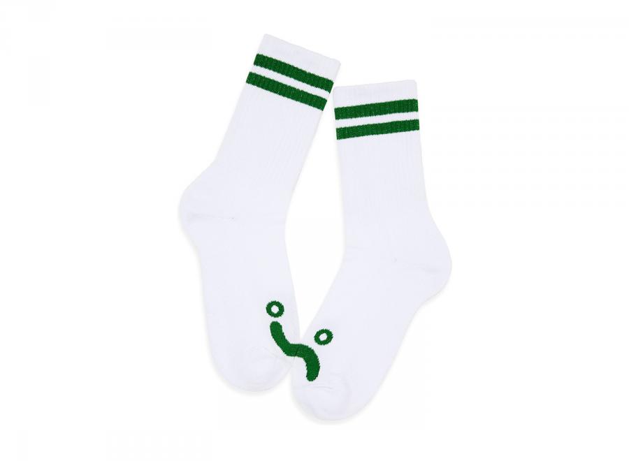 Polar Skate Co Rib Socks Happy Sad White / Green - Polar Skate Co