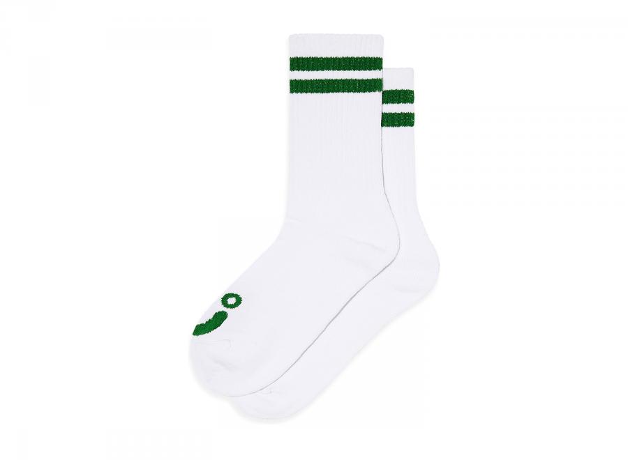 Polar Skate Co Rib Socks Happy Sad White / Green - Polar Skate Co
