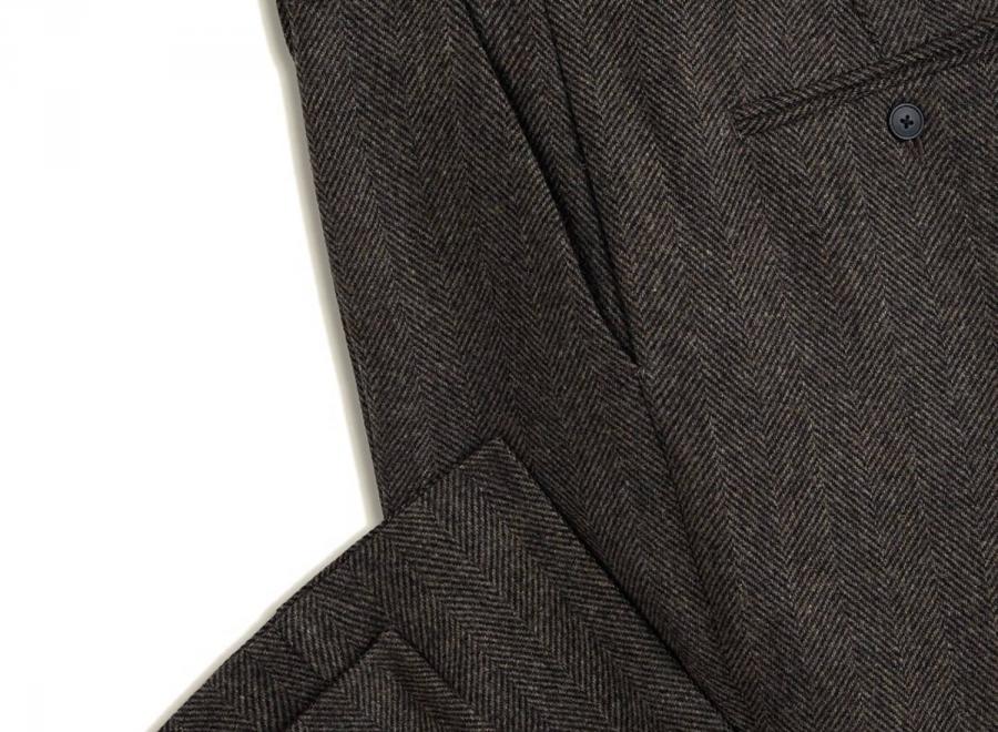 Portuguese Flannel Herringbon Single Pleat Brown - Portuguese Flannel