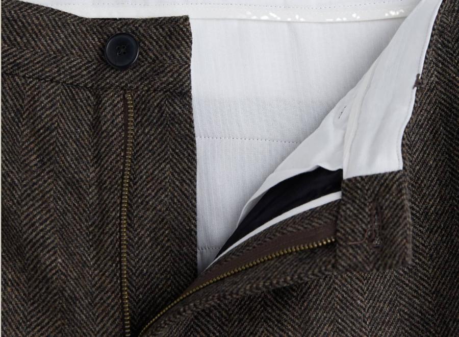 Portuguese Flannel Herringbon Single Pleat Brown - Portuguese Flannel