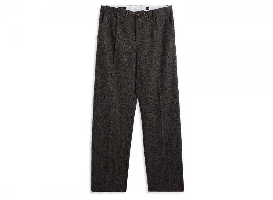 Portuguese Flannel Herringbon Single Pleat Brown - Portuguese Flannel