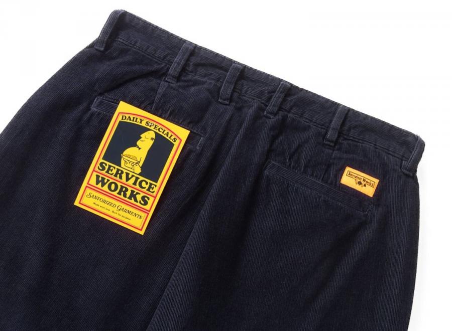 Service Works Fine Cord Part-Timer Pants Dark Navy SW337-DKNVY - Service Works
