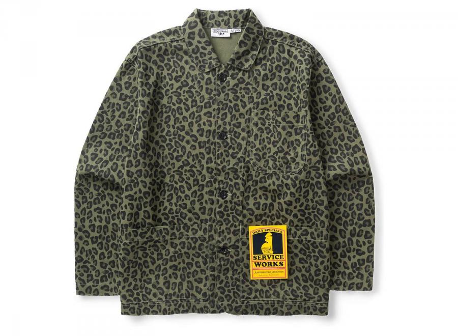 Service Works Patterned Easy Chef Shirt Green Leopard SW344-GRNLEP - Service Works