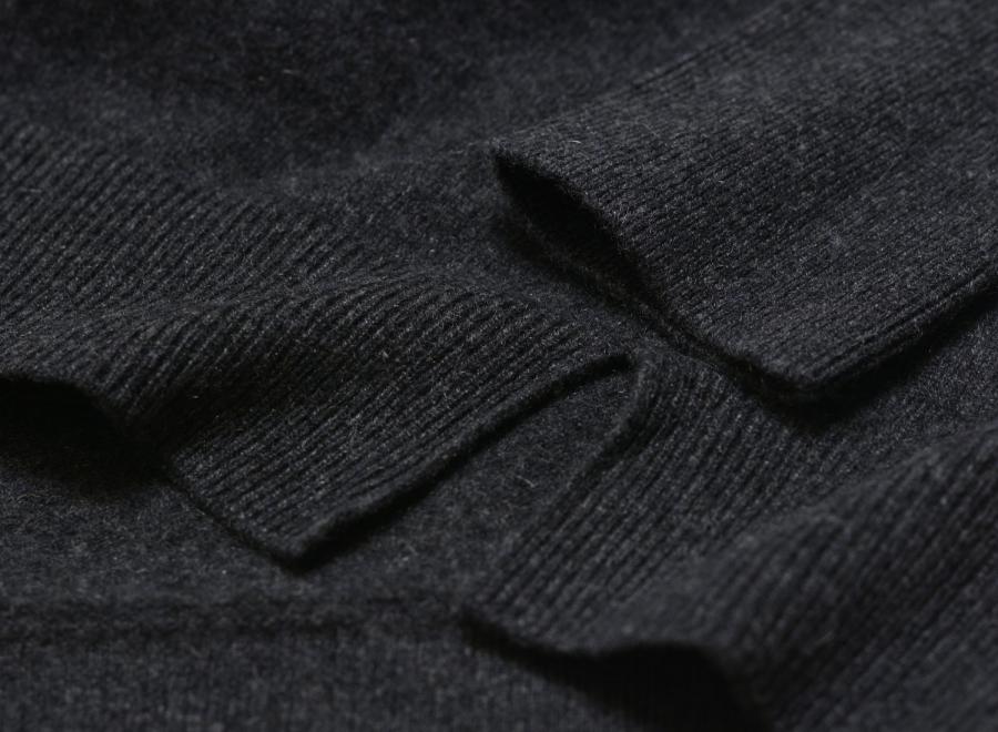 Taion Cashmere Full-Zip High-Neck Sweater Charcoal TAION-102CMWZNDCI - Taion