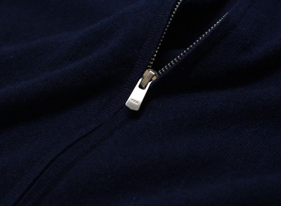 Taion Cashmere Full-Zip High-Neck Sweater Dark Navy TAION-102CMWZNDCI - Taion