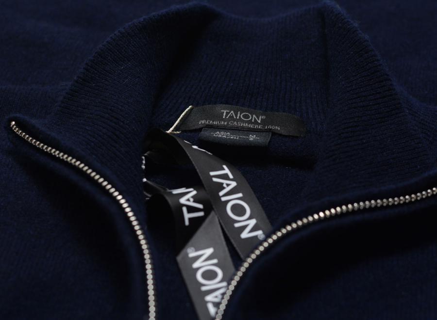 Taion Cashmere Full-Zip High-Neck Sweater Dark Navy TAION-102CMWZNDCI - Taion