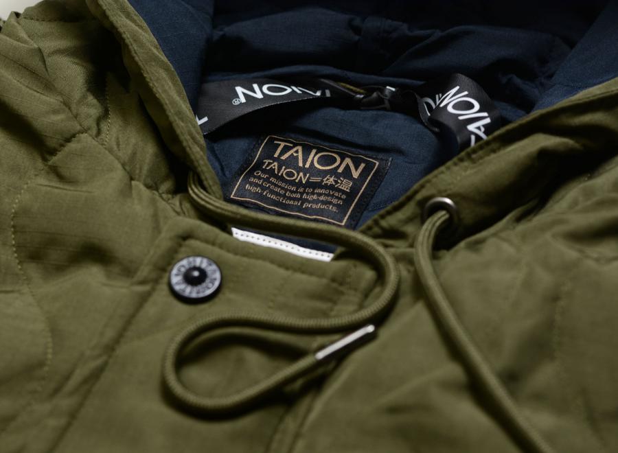 Taion Military Hooded Down Jacket Dark Olive TAION-106BZML-1 - Taion